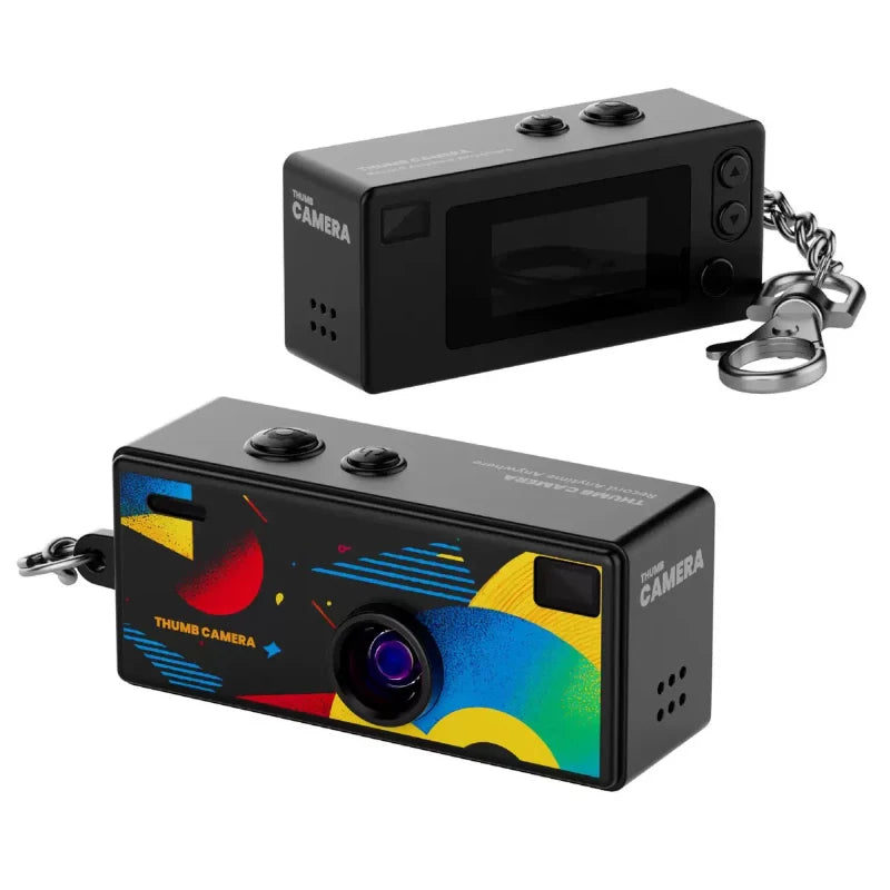 Retro Mini Keychain Thumb Camera 1080P HD Recorder Built-in Flash Auto Focus 130° Wide Angle Lens TFT LCD Screen Portable Camera